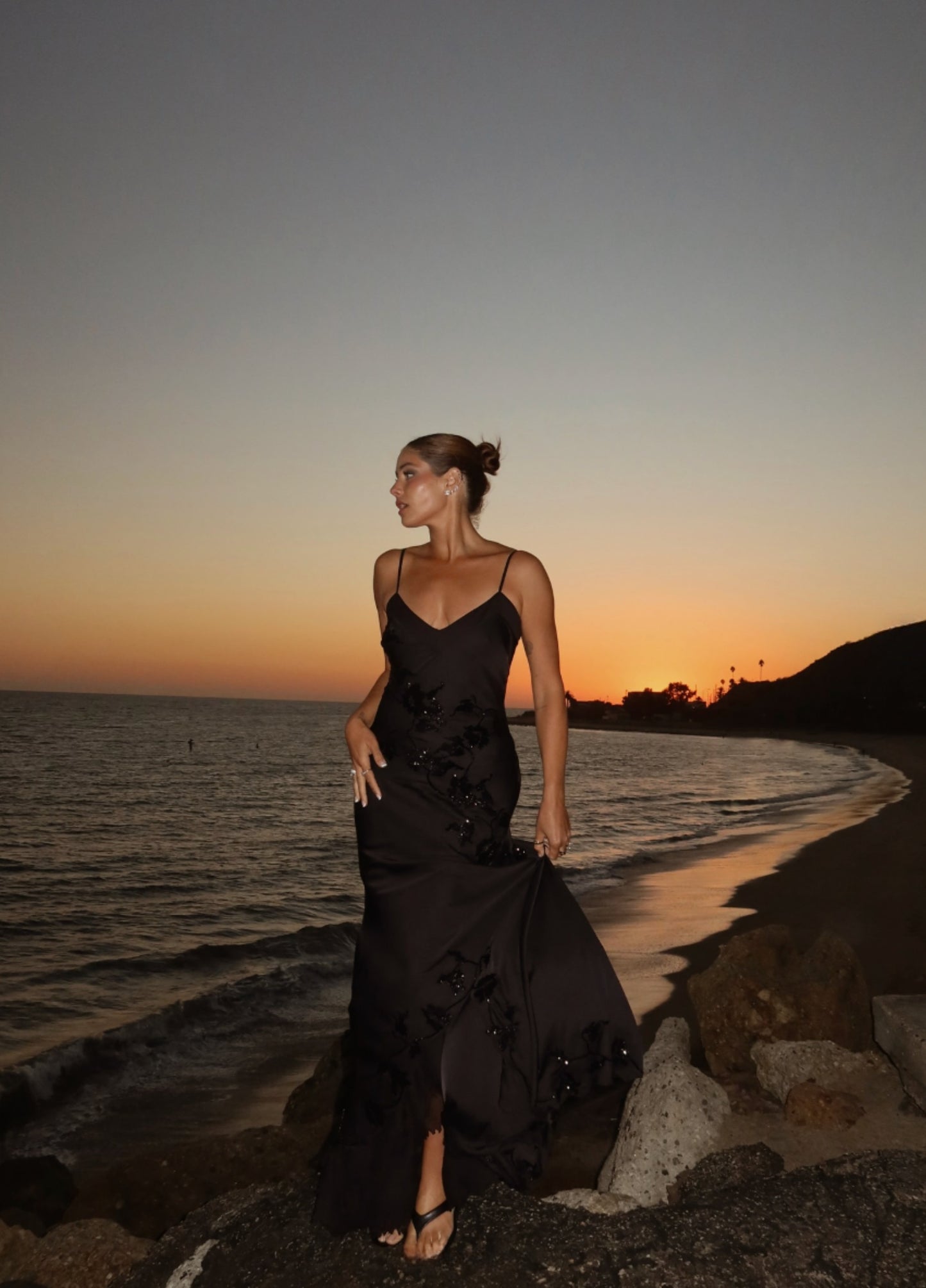 Ravena Satin Maxi Dress - Black