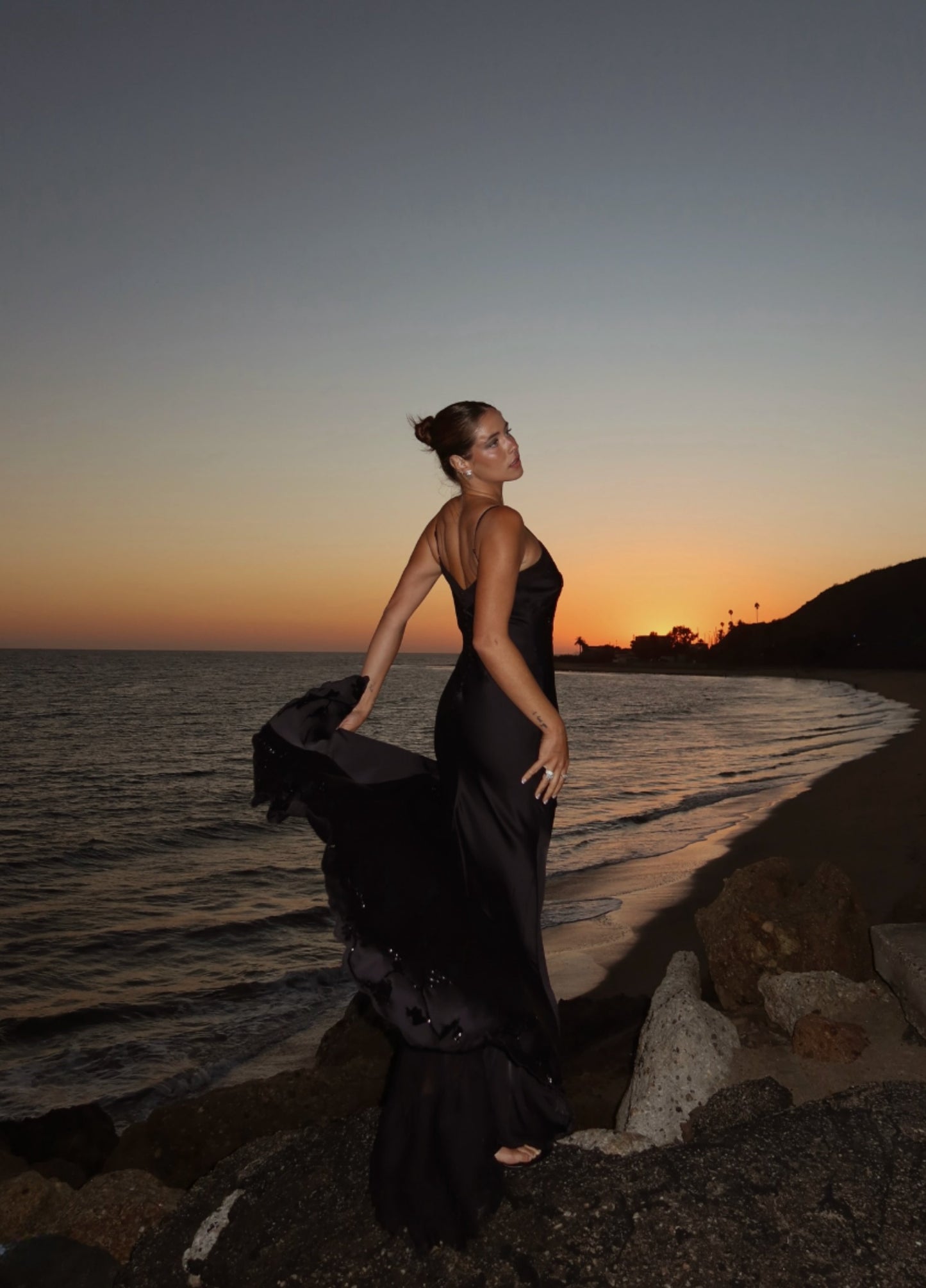 Ravena Satin Maxi Dress - Black