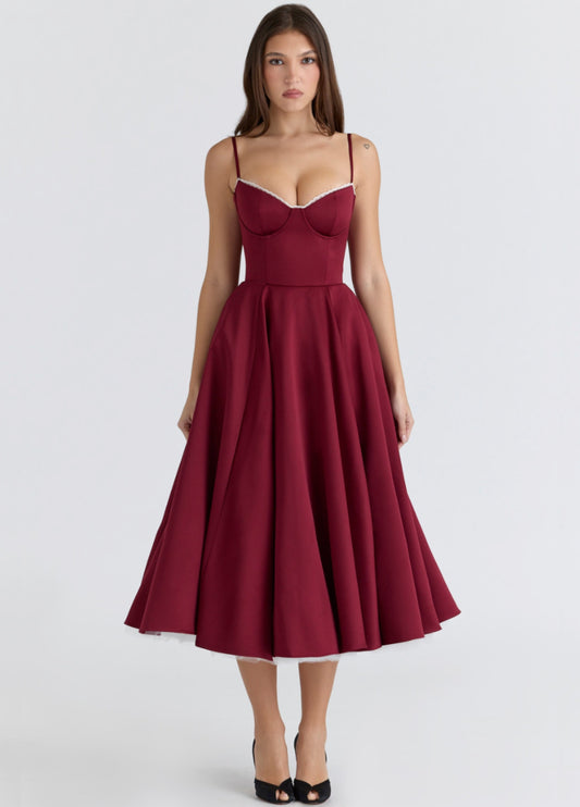 Rosaline Midi Dress - Wine