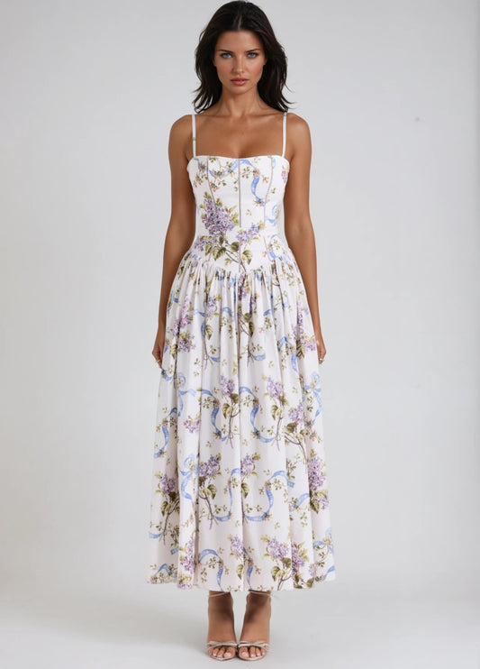 Seraphina Midi Dress - Off-White Floral