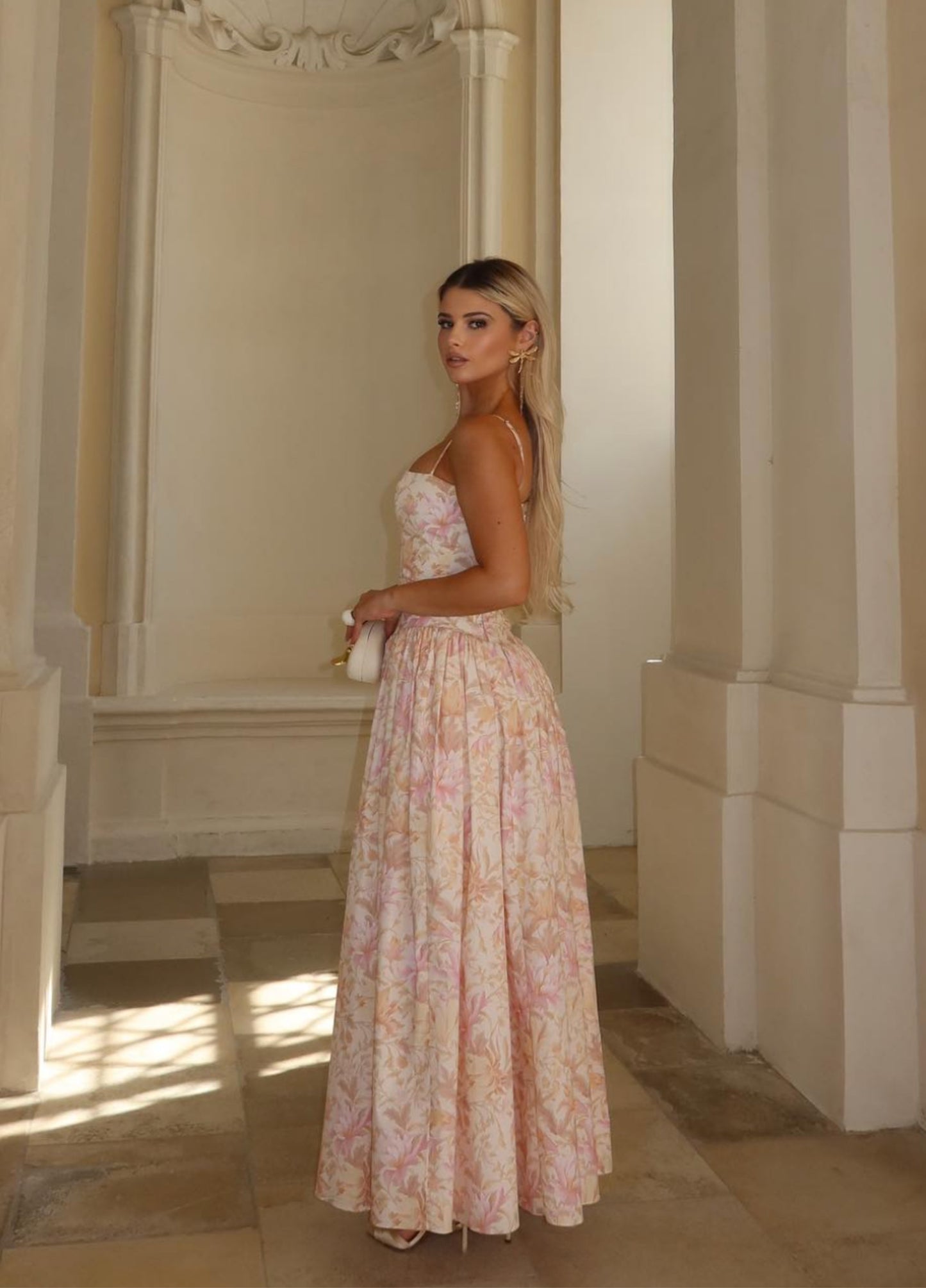 Seraphina Midi Dress - Peach Floral