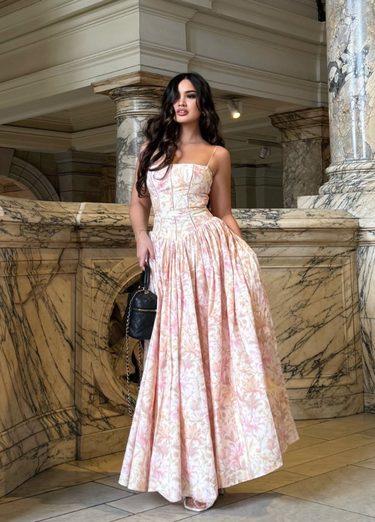 Seraphina Midi Dress - Peach Floral