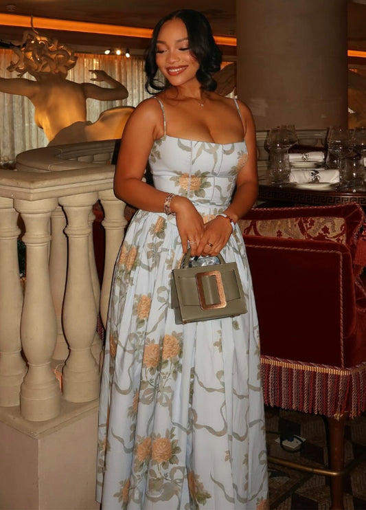 Seraphina Midi Dress - Soft Blue Floral