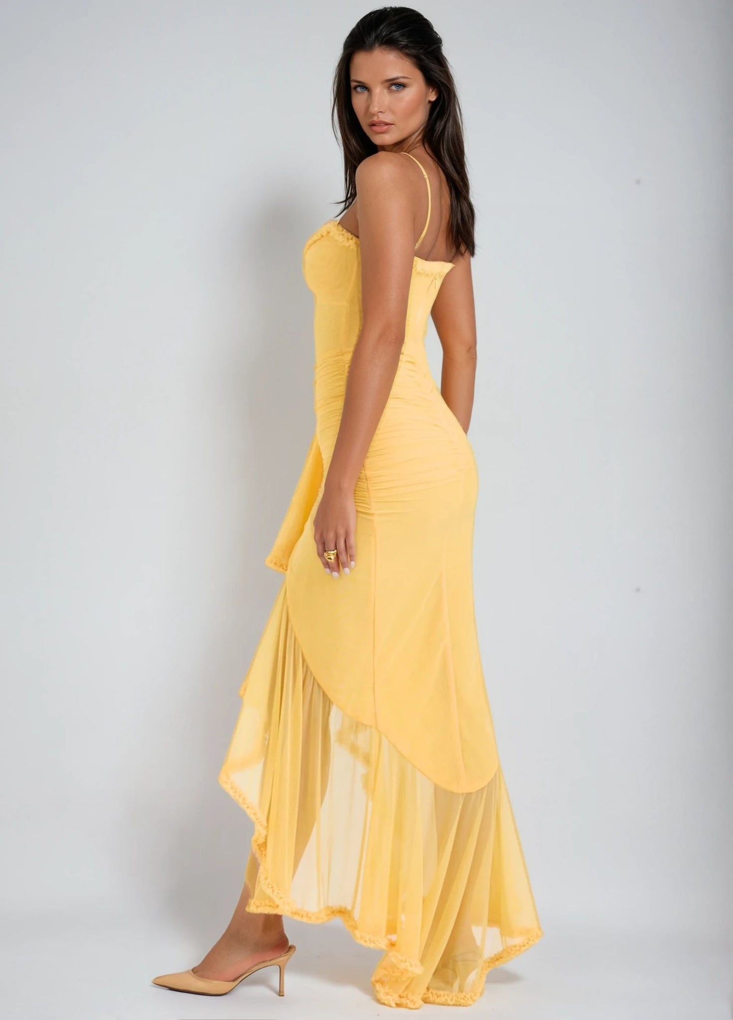Solene Ruffle Maxi Dress - Yellow