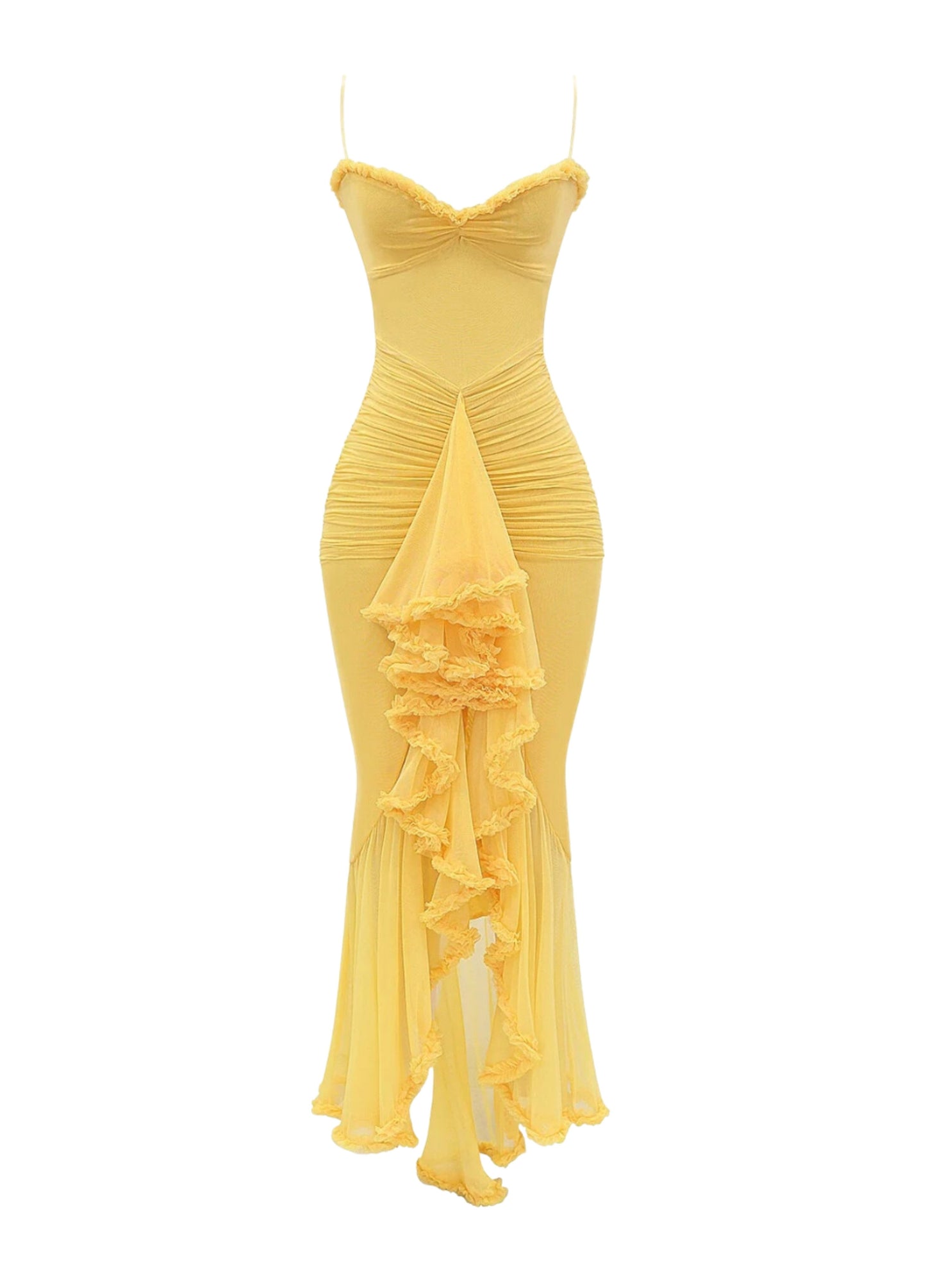 Solene Ruffle Maxi Dress - Yellow