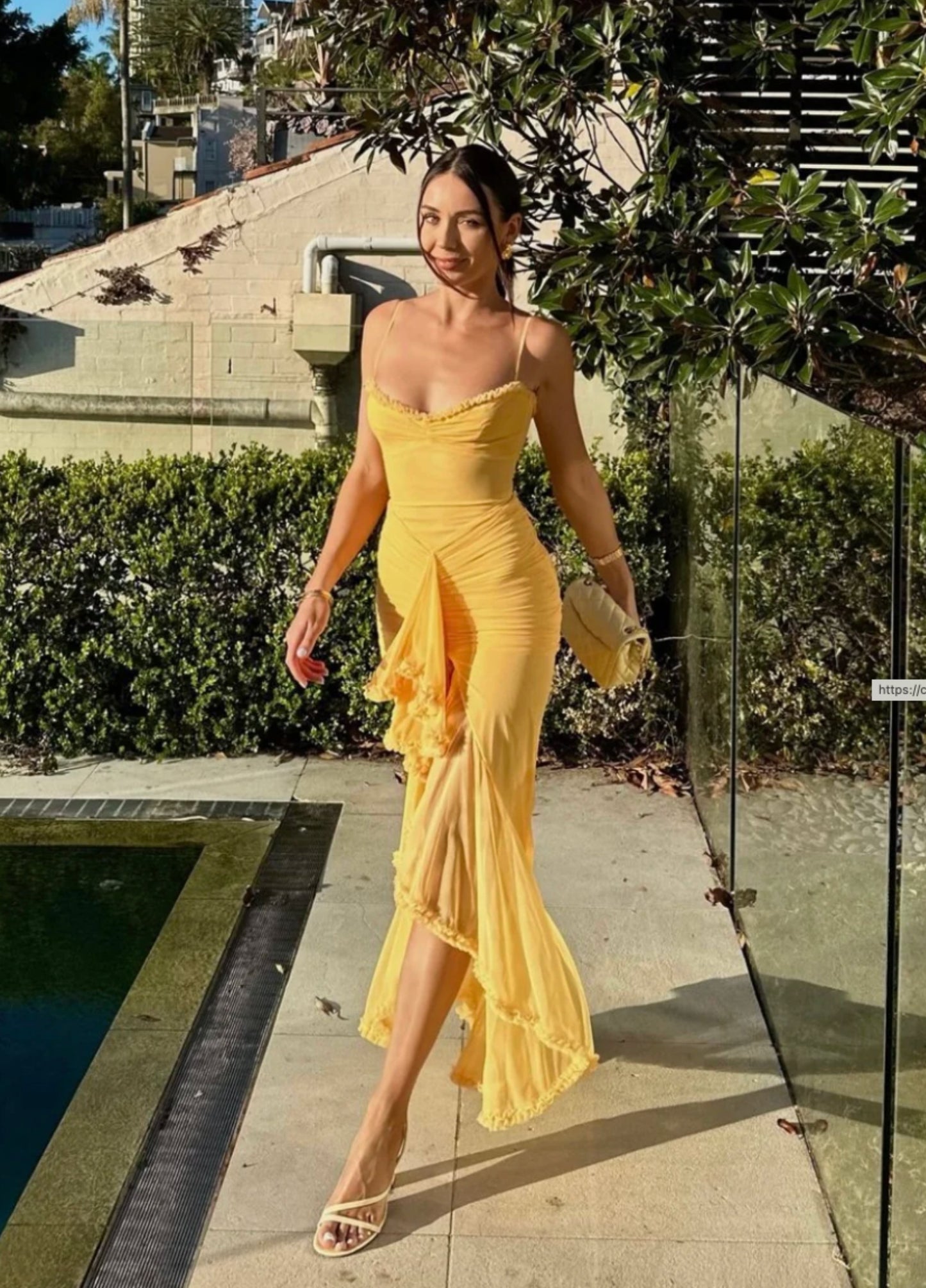 Solene Ruffle Maxi Dress - Yellow