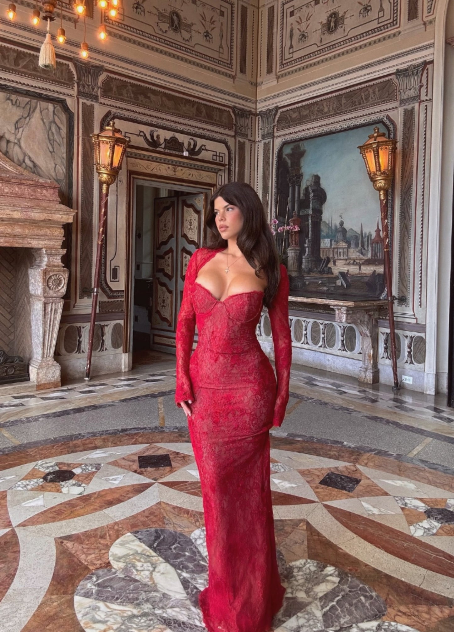 Vesper Lace Maxi Dress - Red